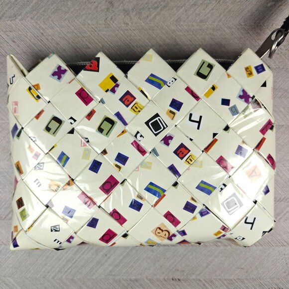 Nahui Ollin Woven Candy Wrapper Clutch Wristlet Zip Bag - Picture 4 of 8